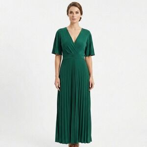 ASOS Dress Women's Size 14 Green Accordion Pleated Elegant Event Party